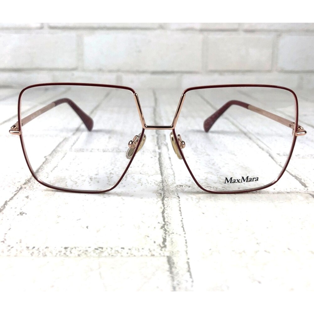 MAX MARA MM5120 066 Glasses  $245 Shiny Dark Red Women's Eyewear Frame 55/13/135